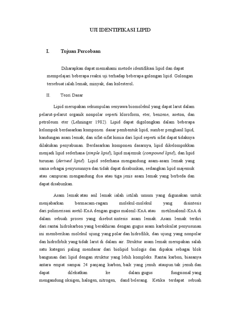 Laporan Uji Identifikasi Lipid