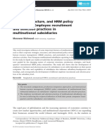 Strategy, Structure, and HRM Policy Orientation: Employee Recruitment and Selection Practices in Multinational Subsidiaries