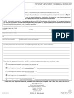 Physician'S Statement For Medical Review Unit: Please Print or Type