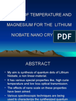 EFFECT OF TEMPERATURE AND  MAGNESIUM FOR THE  LITHIUM NIOBATE NANO CRYSTALS 