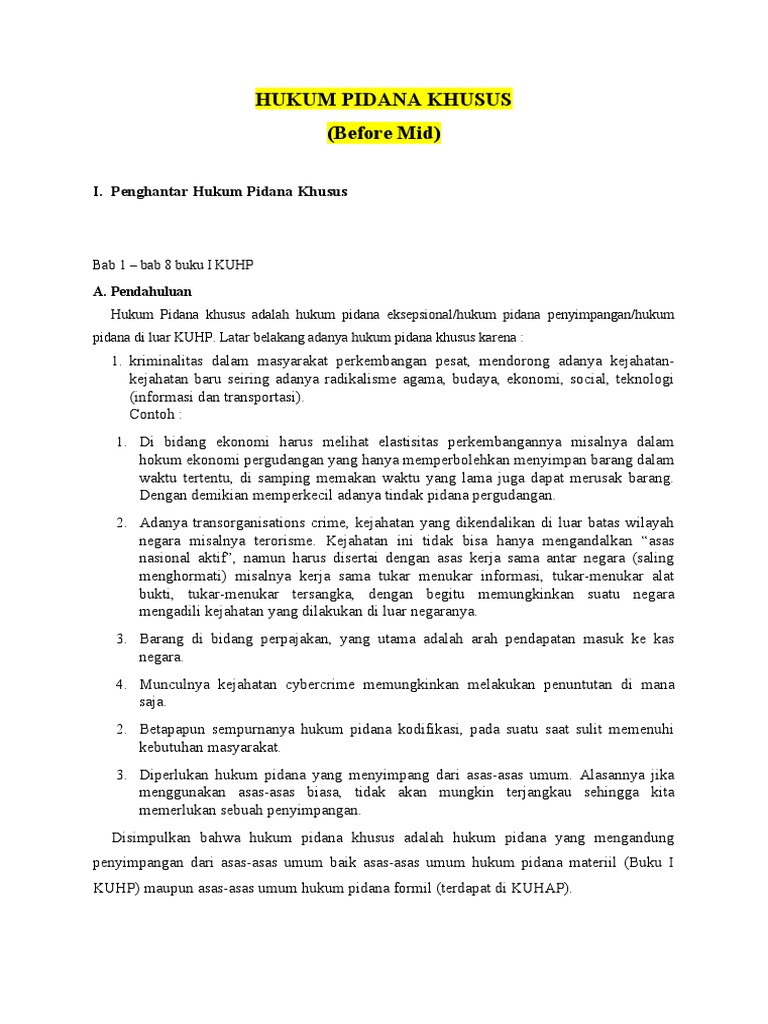 Hukum Pidana Khusus Before Mid