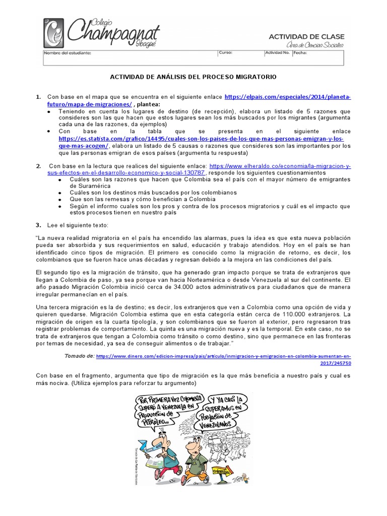 Actividad en Clase - Las Migraciones, - Secuen | PDF | Migración humana ...