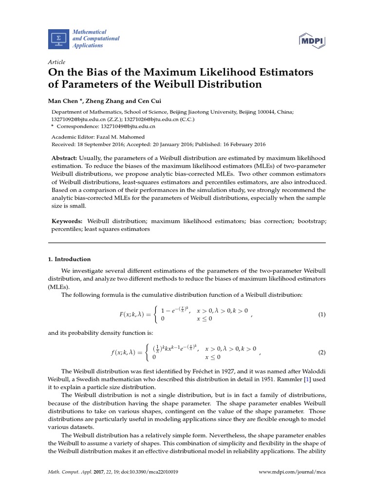 On The Bias of The Maximum Likelihood Estimators of Parameters of The ...