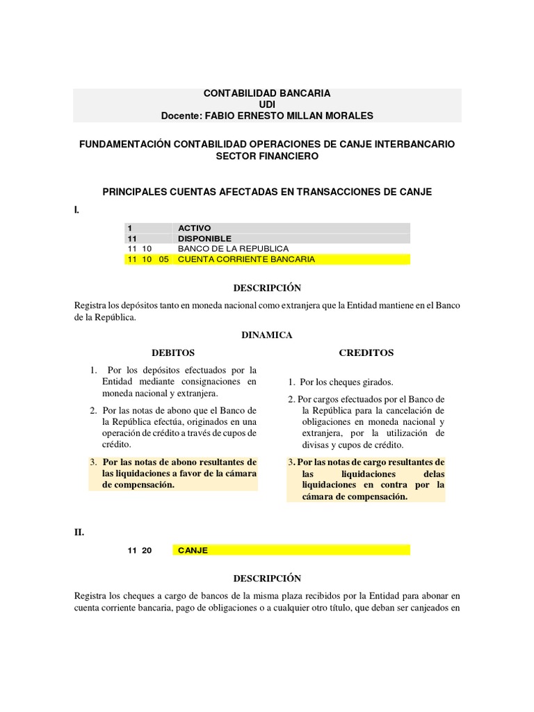 Operaciones de Canje Bancario | PDF | Cheque | Bancos