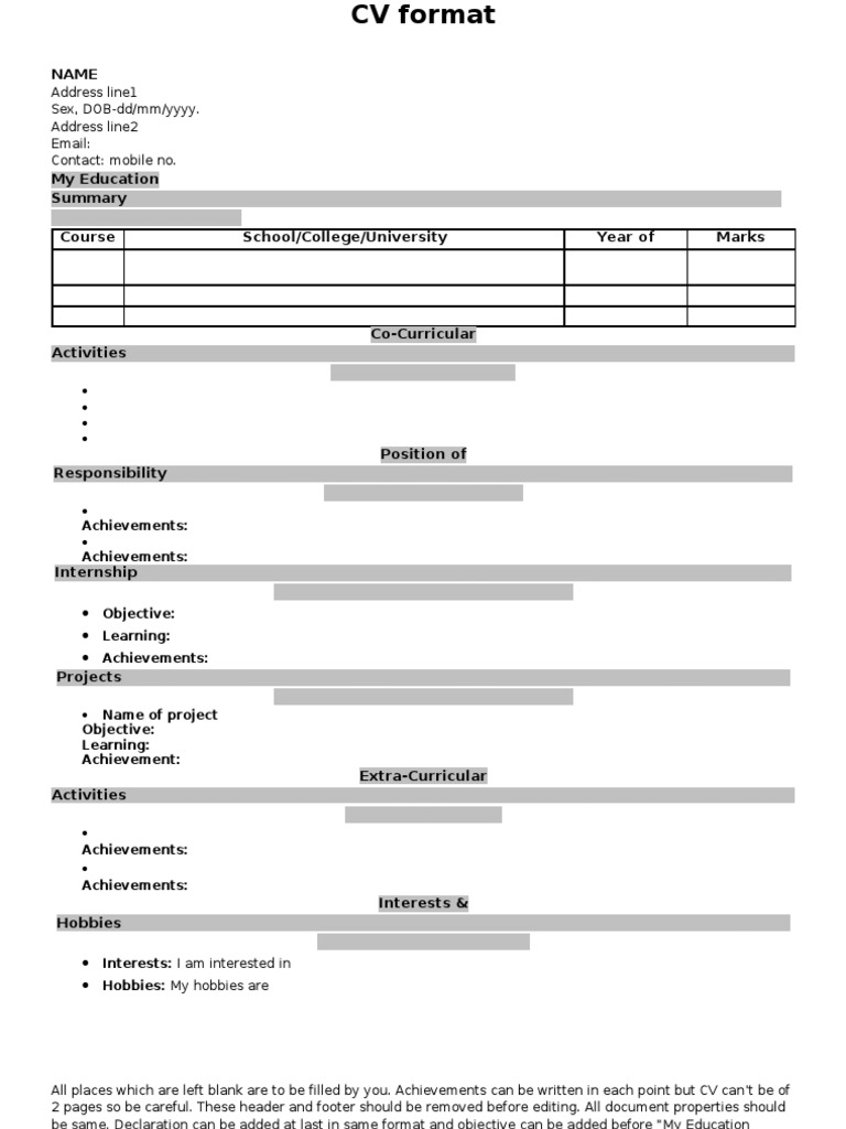 Essential CV Format Guide for Jobseekers | PDF