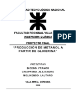 Producción de Metanol A Partir de Glicerina - Chiappero Bicego Molinengo PDF