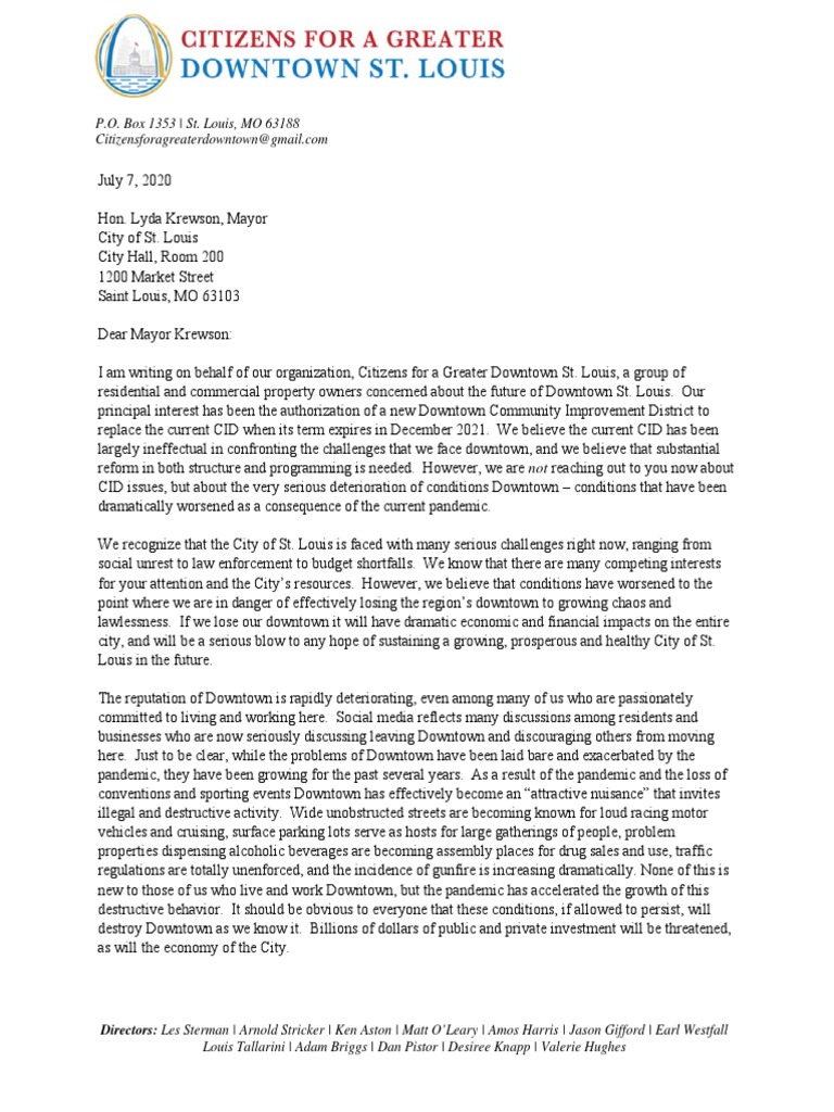 Krewson Letter PDF Landlord St. Louis