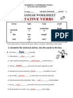Stative Verbs: Grammar Worksheet