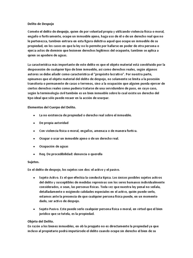 Delito de Despojo | PDF | Propiedad | Posesión (Ley)