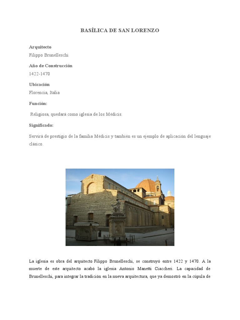 Arquitectura de la Basílica de San Lorenzo | PDF | Diseño ...