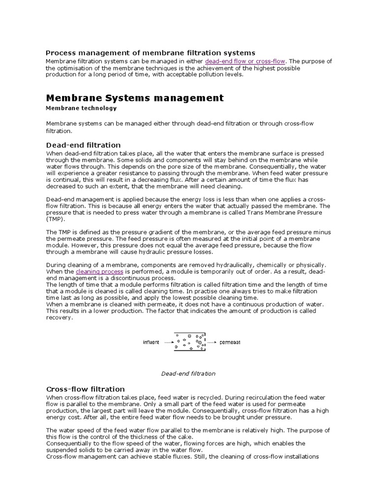 Membrane Filtration Management Techniques | PDF | Membrane | Membrane ...
