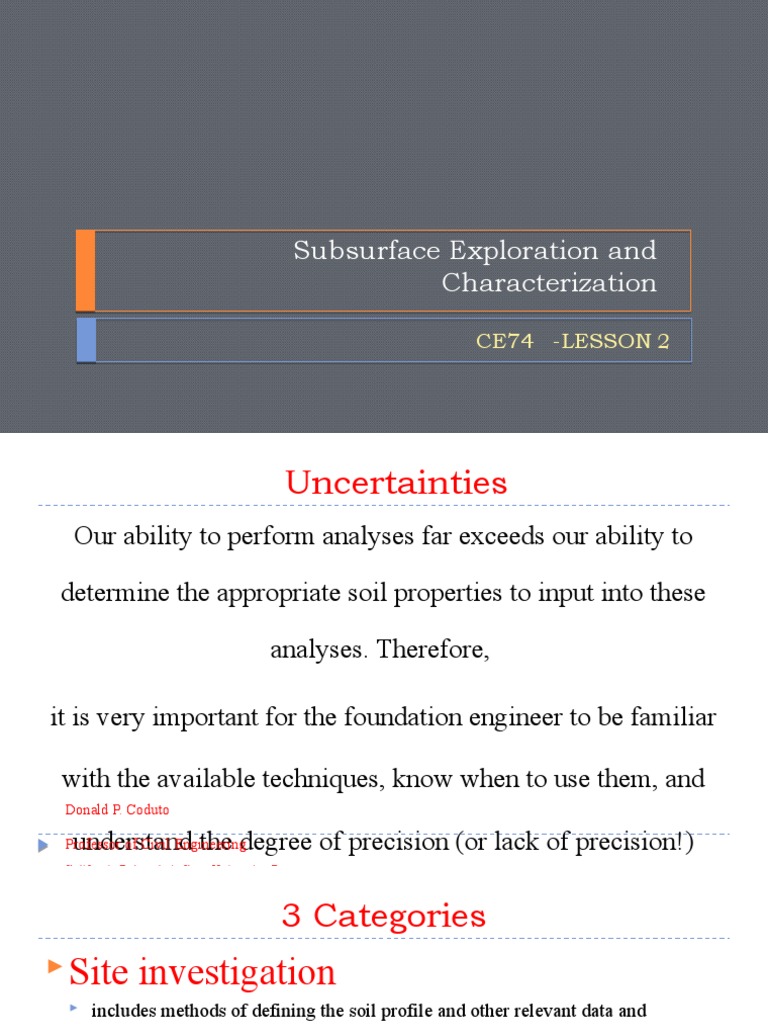 Lesson 2 Subsurface Exploration | PDF | Strength Of Materials ...