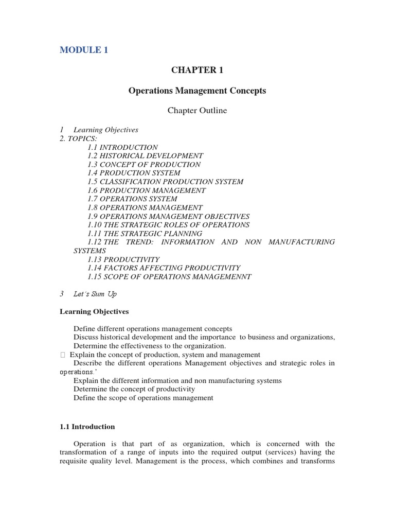 Operations Management and TQM Overview | PDF | Project Management ...