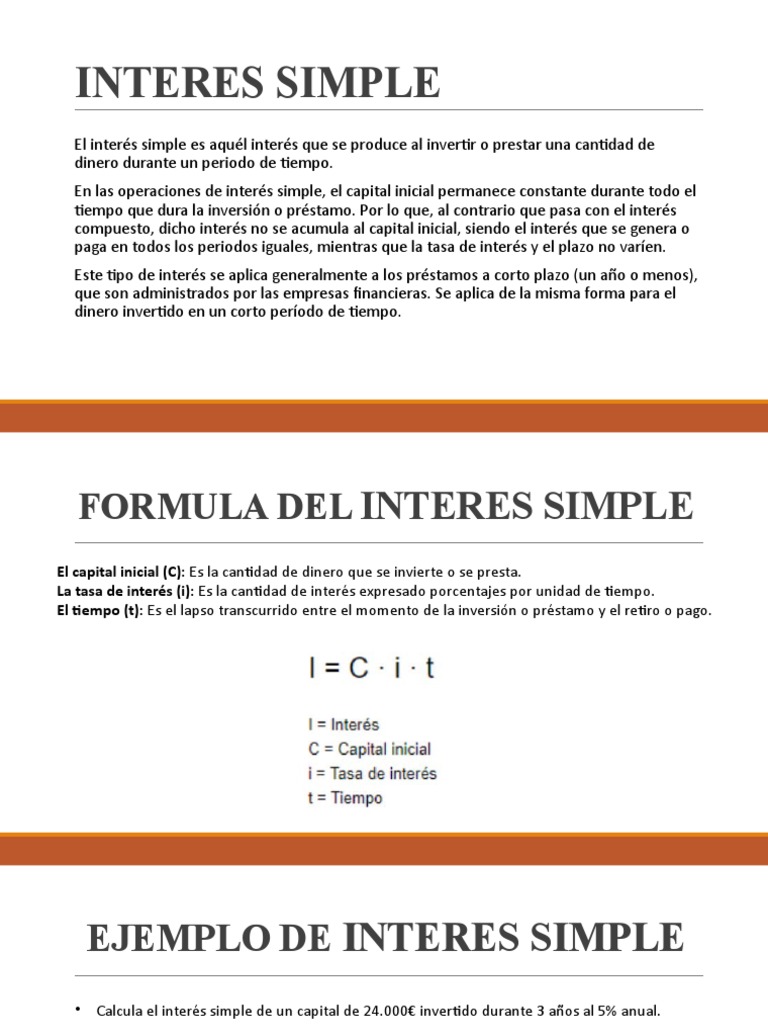 Ejemplos y Fórmulas de Interés Simple | PDF | Interés | Servicios ...