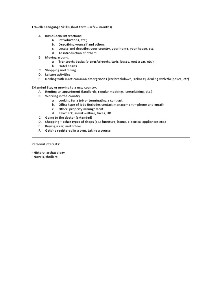 Essential Language Skills for Travelers | PDF