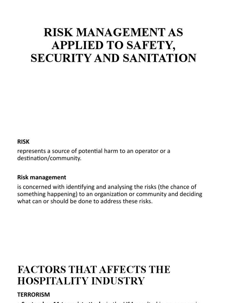 Risk Management As Applied To Safety, Security and Sanitation | PDF ...
