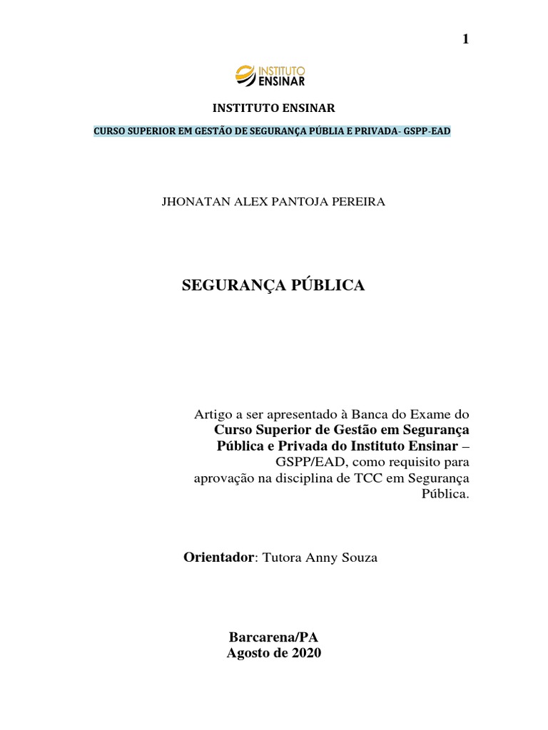 Curso Gestão em Segurança Pública e Privada