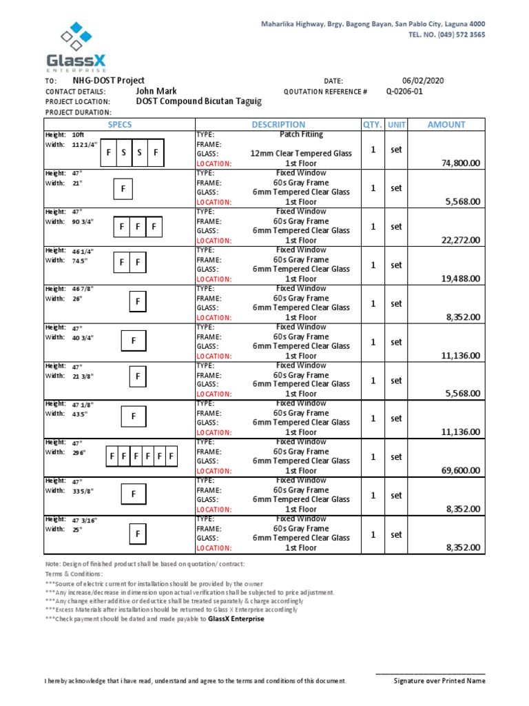 Glass Works Quotation PDF Glasses Business