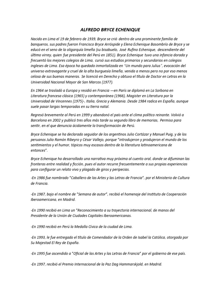 Alfredo Bryce Echenique PDF