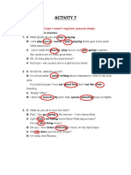 Activity 7: GRAMMAR Like/love/ Hate + Noun/ +-Ing Form Present Simple