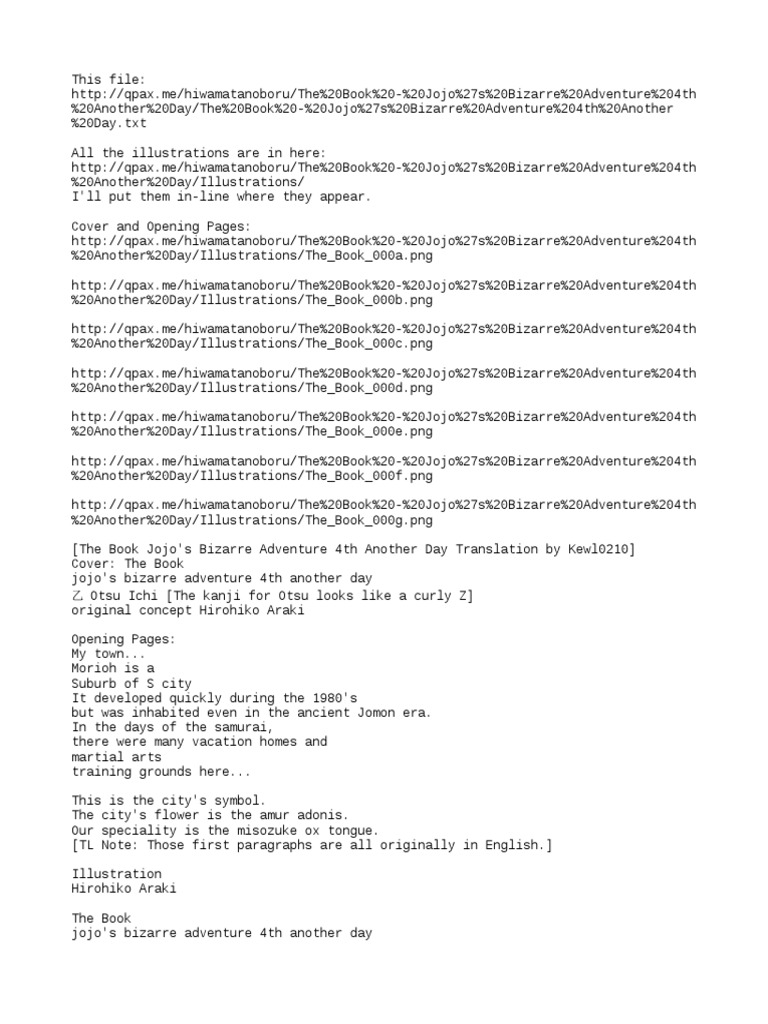 The Book - Jojo's Bizarre Adventure 4th Another Day | Download Free PDF ...