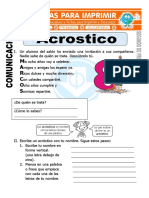 Ficha de Acrostico para Segundo de Primaria