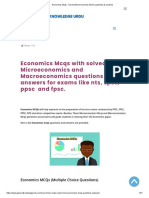 Economics Mcqs With Solved Microeconomics and Macroeconomics Questions and Answers For Exams Like NTS, SPSC, PPSC and FPSC