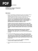 Liz Horgan - Exam Answers COMM 633 Strategic Crisis and Issues Management Grayson/Summer 2009