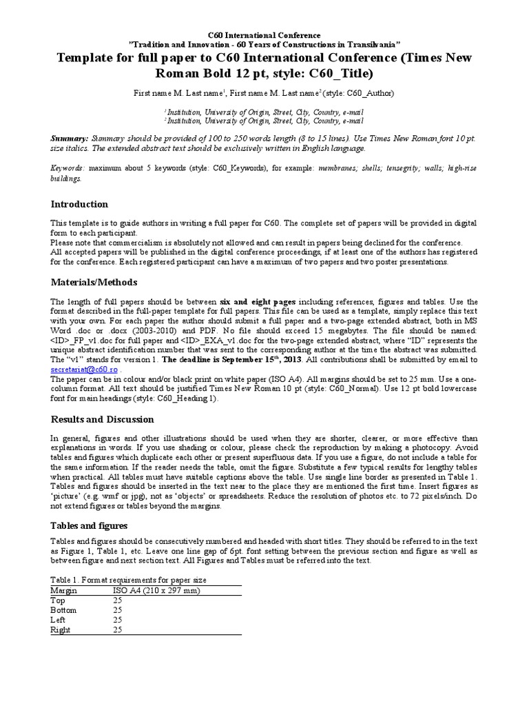 Template For Full Paper To C60 International Conference (Times New ...