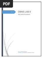 DBMS Lab # 9 Procedures PDF