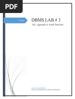 Dbms Lab # 3: SQL Aggregate & Scalar Functions