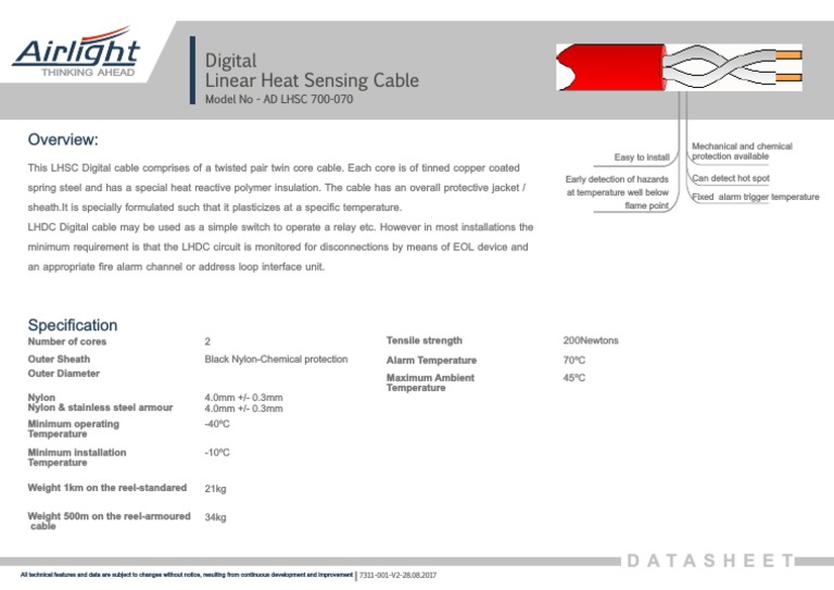 Digital Linear Heat Sensing Cable Overview PDF Nylon Building