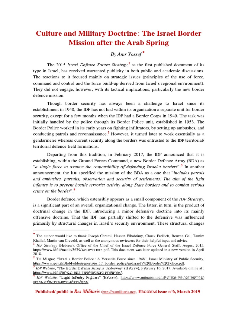 IDF Border Defence Strategy Analysis | PDF | Military Doctrine | Israel ...