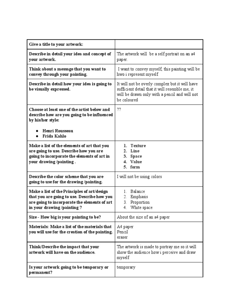 Art Planning Steps Grade 8 | PDF