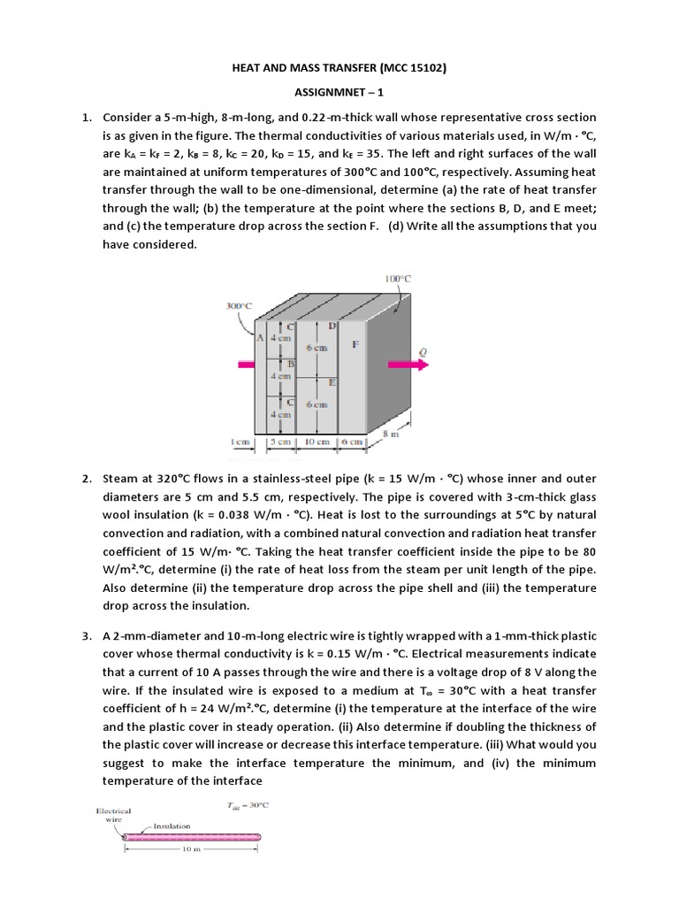Heat and Mass Transfer Assignments | PDF | Heat Transfer | Thermal ...
