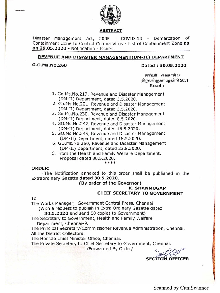 Containment Zones PDF Tamils Tamil Nadu