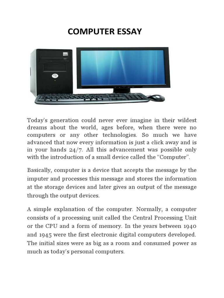 Computer Essay | Download Free PDF | Computing | Office Equipment