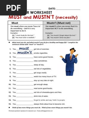Worksheet Mustnecessity Pdf Pdf