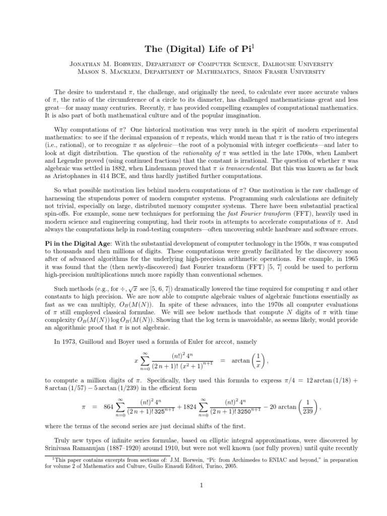 The Digital Life Of Pi Pi Fast Fourier Transform