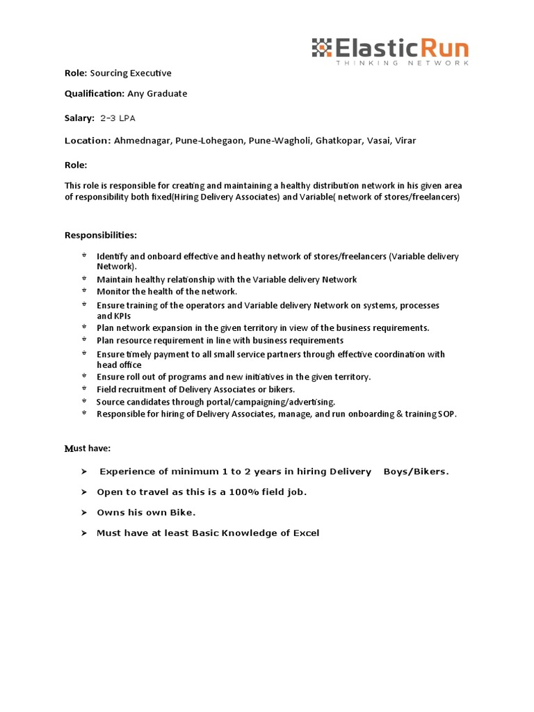 Sourcing Executive Job Description | PDF
