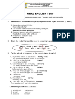 Final English Test: Student S Name: Kenedin Andersson Salazar Valle Specialty /cycle: Matemática / V