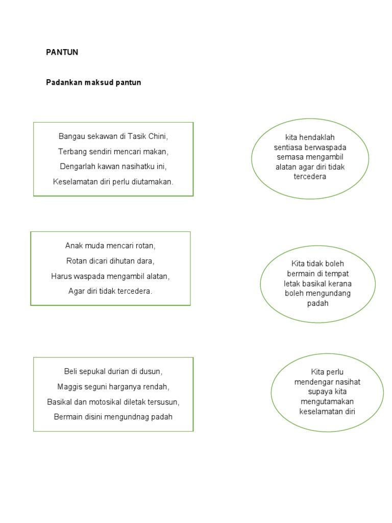 Lembaran Kerja Maksud Pantun Tahun 3 Pdf