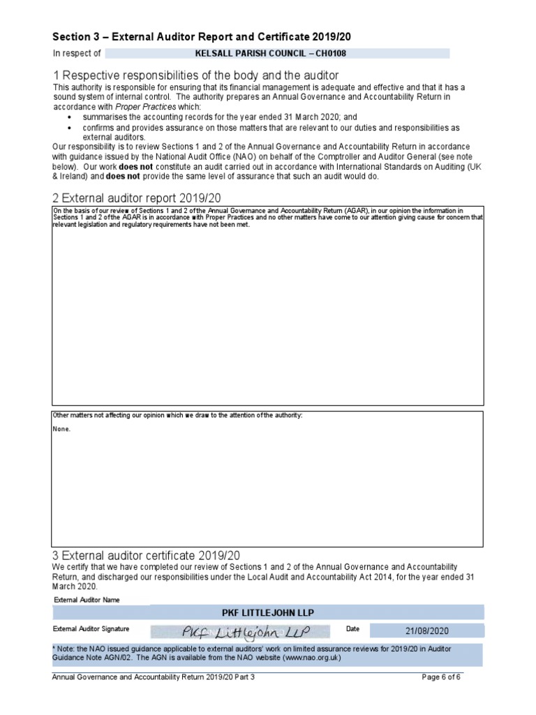 Ext Auditor Report 2019-20 | PDF