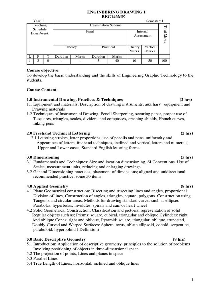 Engineering Drawing I | PDF | Line (Geometry) | Angle