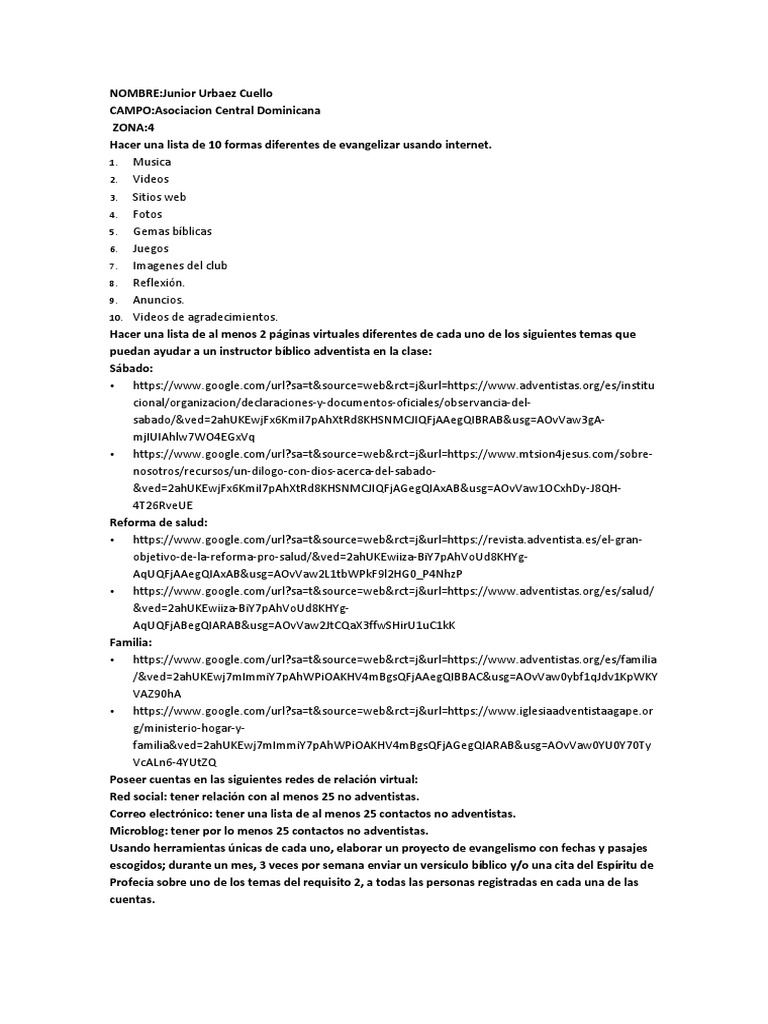 Evangelismo Web Pdf Iglesia Adventista Del Séptimo Día Red Mundial