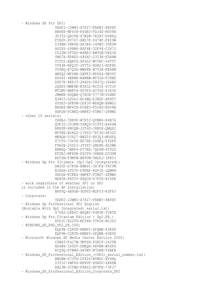 Windows XP Professional SP2 All-CD-Key | PDF | Windows Xp | Information ...