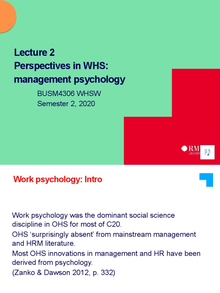 Lecture 2 Management Psychology BUSM4306 2020 s2 WITH AUDIO Part A