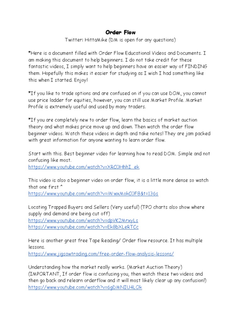 Order Flow | PDF | Market (Economics) | Marketing