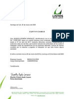 Certificado Laboral Jessica España Gonzalez