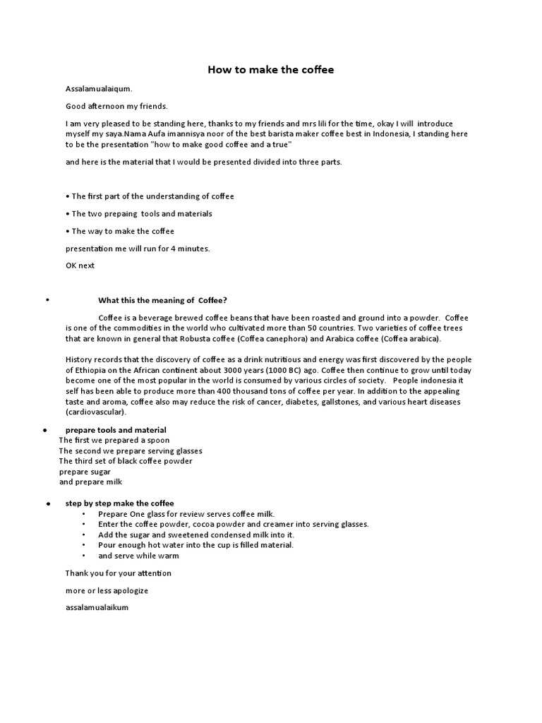 How To Make The Coffee | PDF